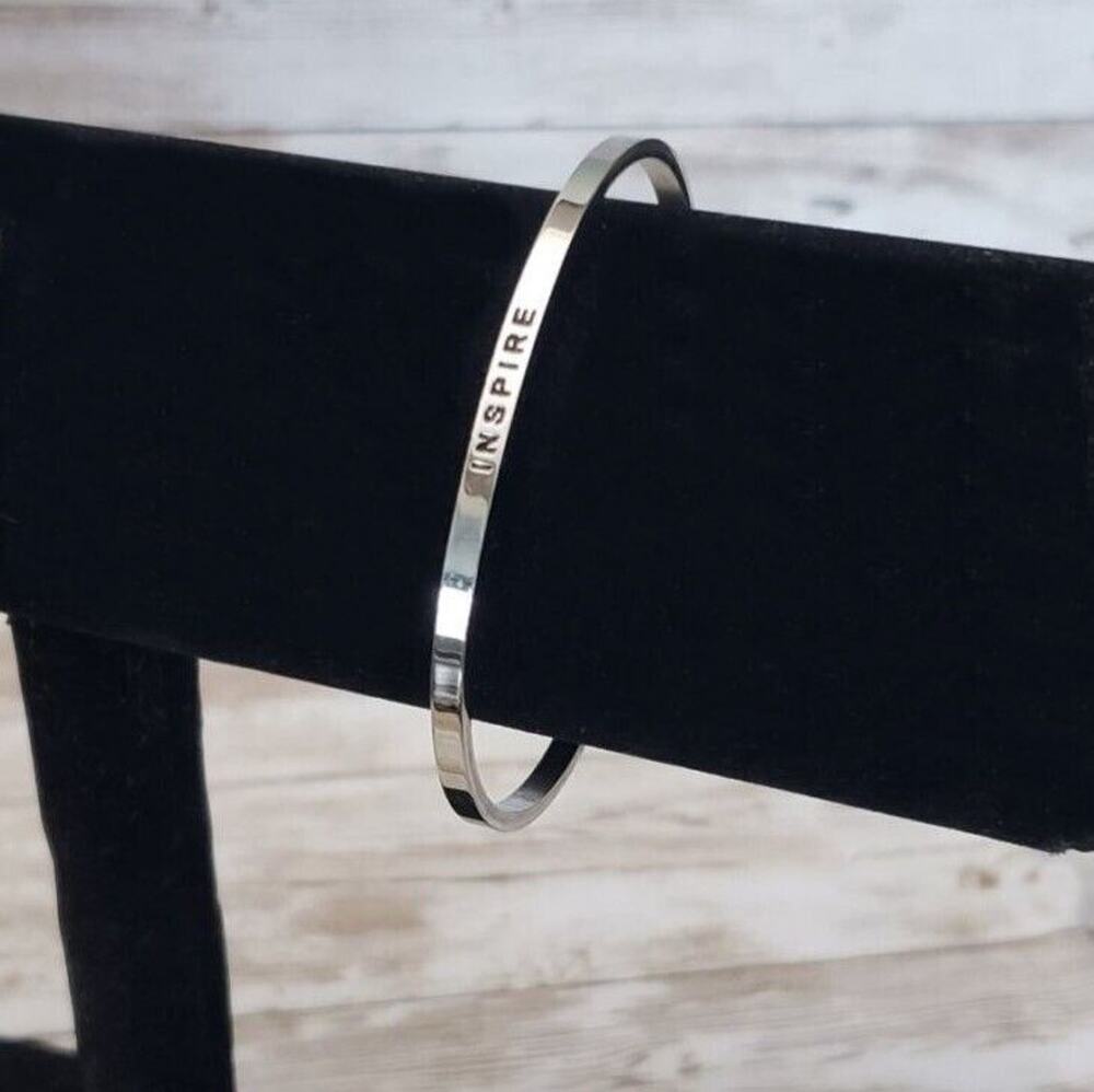 Silver Tone "Inspire" Bangle / Bracelet